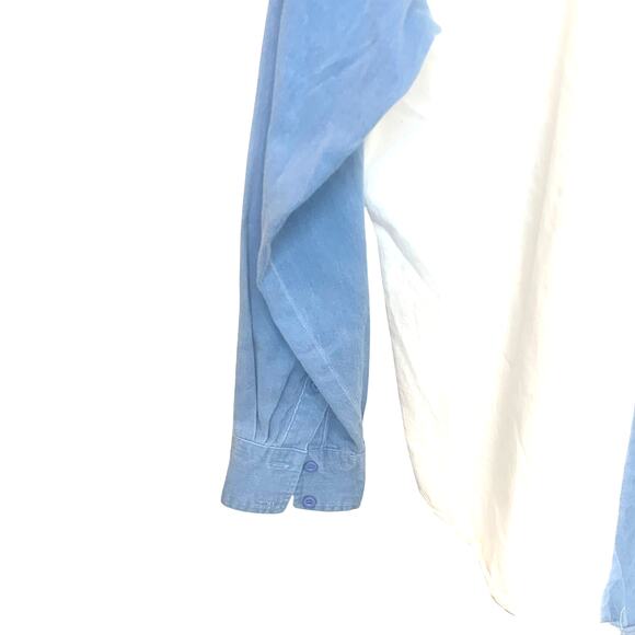 Vtg Roper Denim Chambray Button Down Shirt XL Blue White Color Block Patchwork - Picture 5 of 5